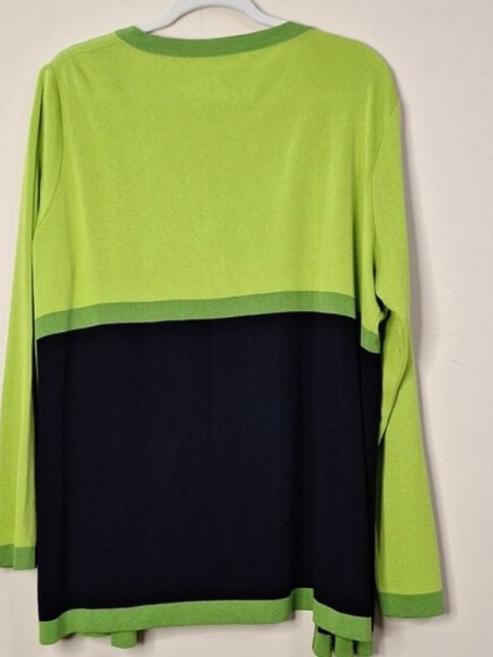 Misook Women´s Green Black Open  Front Lightweight Sweater Sz 2X - Picture 2 of 8